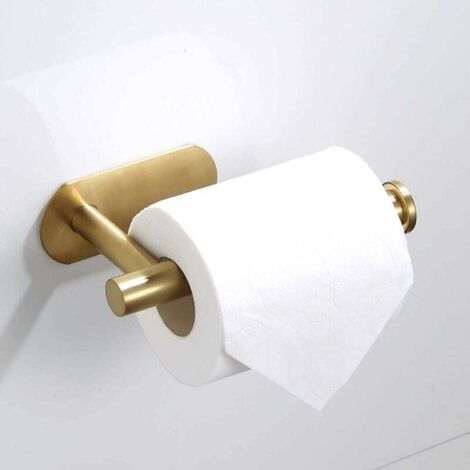 Porte-papier hygiénique auto-adhésif avec fixation murale percée sans couvercle pouvant être installé horizontalement ou verticalement Acier inoxydable SUS304 Anticorrosion - Or (1/5)