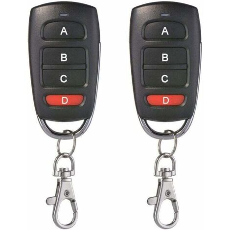 Lot de 2 Universel Porte De Garage Clonage Clé Fob Télécommande 433 MHz 4 bouton Cloner pour Porte de Garage Porte Électrique etc (1/5)