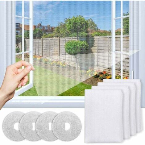 Moustiquaire Fenêtre Découpable, Lot De 4 Moustiquaire Fenêtres Filet Écran Insecte, Amélioré Moustiquaire Anti-Insectes Mouches Avec Bande Adhésive Maille Fine Ecran Fenêtre Transparente 130 (1/5)