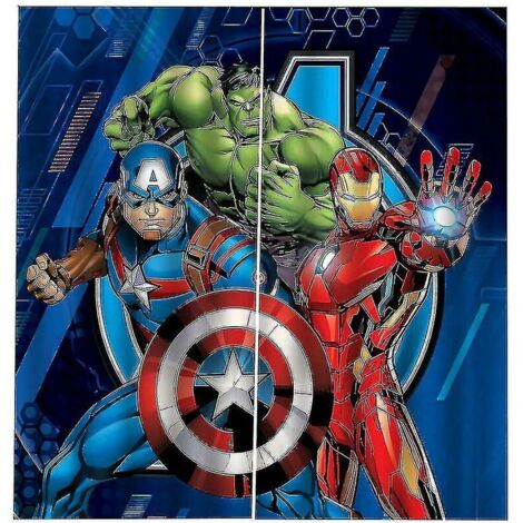 SNQ – Rideau occultant enfant 150x170 cm – Impression 3D Avengers Captain America Iron Man – Tissu écologique en microfibre