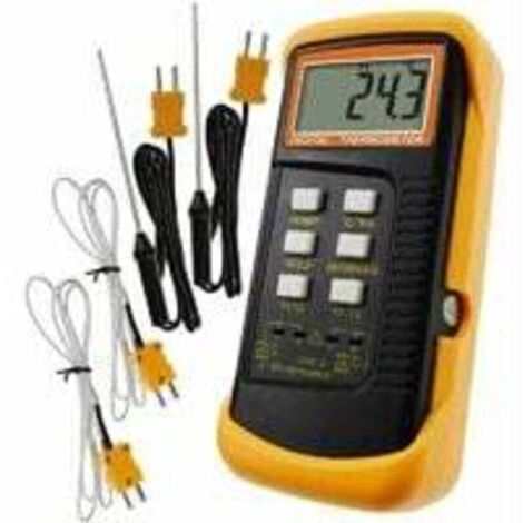Thermomètre De Type K Avec Capteur De Thermocouple 1300 ° C (° C, ° F Et K Avec 4 Thermocouples (câblé Et Acier Inoxydable) (1/5)