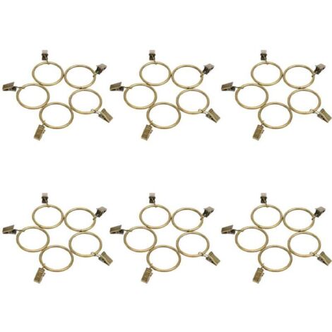 Ensemble de 30 anneaux de rideau en bronze, diamètre intérieur de 35 mm, avec clips/crochets de rideau décoratifs en métal robustes, ensemble avec rondelles pour rideaux de salle de bain (1/5)