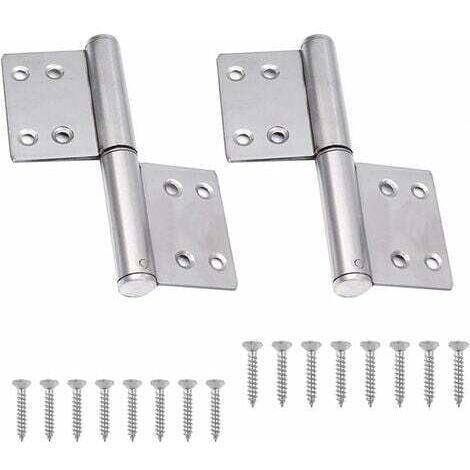 Charnières de porte détachables en acier inoxydable 2 pièces charnières de porte à rotation de 360 degrés et charnières à 2 feuilles meubles pliables et silencieux avec (1/4)