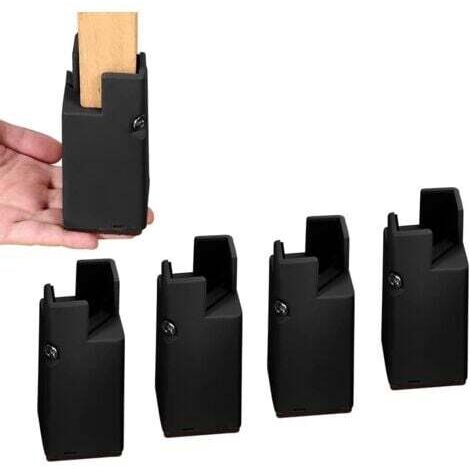 Noir - Elévateur de lit et de meuble ajustable avec clips à vis, élévateur de table de canapé et de chaise de 4" pour usage intensif, convient aux pieds de chaise de 0,8" à 1,6". (1/4)