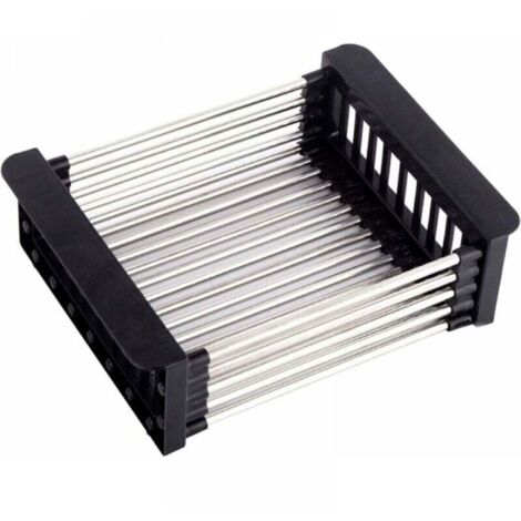 (Noir, L) Panier de vidange, égouttoir pour évier, Égouttoir télescopique en Acier Inoxydable avec 1 vis, utilisé pour Laver la Vaisselle dans lévier de la Cuisine, égoutter Les Fruits et légumes (1/5)