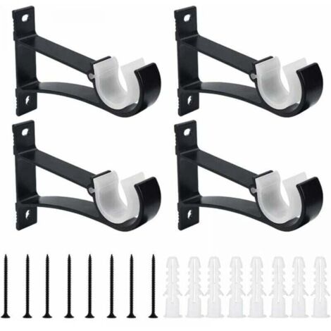 (Noir) Paquet de 4 supports de tringle à rideau en alliage d'aluminium Support de tringle à rideau de 118 cm Support de tringle à rideau antirouille avec vis et tube d'expansion pour salon bureau bure (1/5)