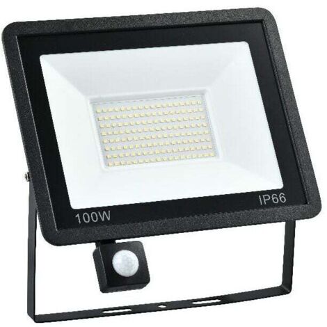 Projecteur extérieur 100 W avec détecteur de mouvement, lumière blanche froide 6 500 K, 36 spots LED ultra lumineux, 2 700 lm, étanche IP66.