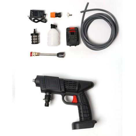 Nettoyeur à jet / nettoyeur haute pression 48 V 30 bar 12 000 mAh sans fil portable avec buses assorties, tuyau de 5 m, bouteille distributrice de savon, étui de transport (1/5)