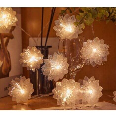 Chaîne de lumière de fleur à fibre optique solaire à LED 5M 20 lumières cour mariage lumières décoratives extérieures arrangement de festival lumières ambiantes - couleur chaude