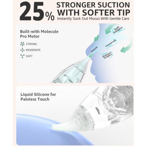 Aspirateur Nasal Électrique Bébé Yolispa – 9 Niveaux D’Aspiration + Musique Apaisante + Lumière LED