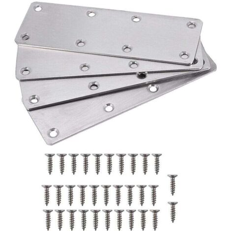 4 Pcs Straight Bracket Flat Mending Plate Stainless Steel Brace With Screws For Furniture Wooden Do (1/5)