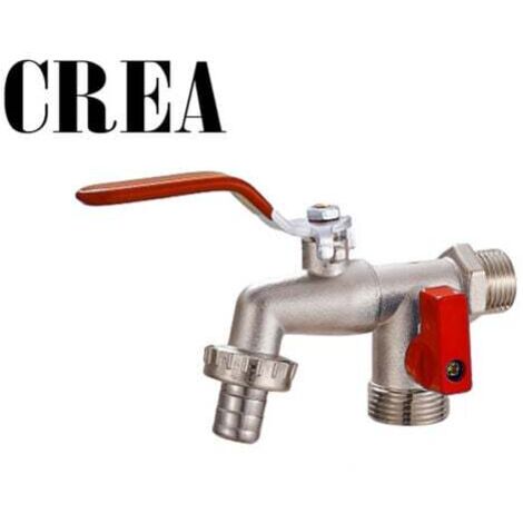 Garden Faucet with 1/4 Turn Flat Handle, Dual Outlet (1/2)