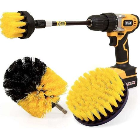 Lot de 4 brosses de nettoyage pour perceuse électrique, ensemble de fixation longue et longue, kit de brosses à récurer tout usage pour coulis, sol, baignoire, douche, carrelage (1/5)