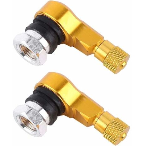 2 pcs Adaptateur d'Extension de Valve de Pneu 90 Degrés en Alliage Aluminium Tige de Bouchons de Valve de Pneu de Voiture (Golden) (1/5)