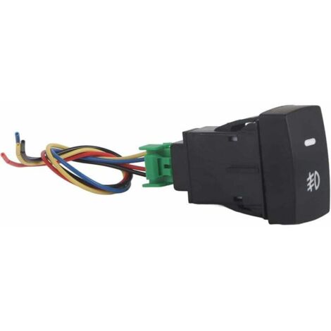 Interrupteur de Phare Antibrouillard 5 Broches en Plastique de Voiture Bouton Poussoir Commutateur de Commande d'Antibrouillard