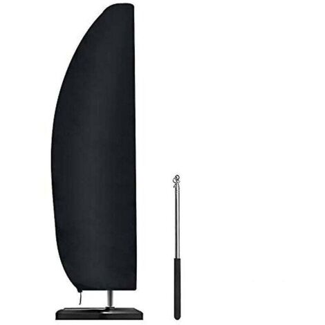 Housse de parasol, imperméable, coupe-vent, très résistante en tissu Oxford indéchirable, très grande housse de parasol en porte-à-faux avec fermeture éclair (265 x 40/70/50 cm) - Noir (1/5)