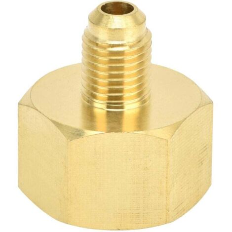 SNQ – Adaptateur de réfrigérant pour climatisation – Connecteur de remplissage 1/4SAE – Compatible R32 R134A R407A R404A R422A R422D – Laiton 56g