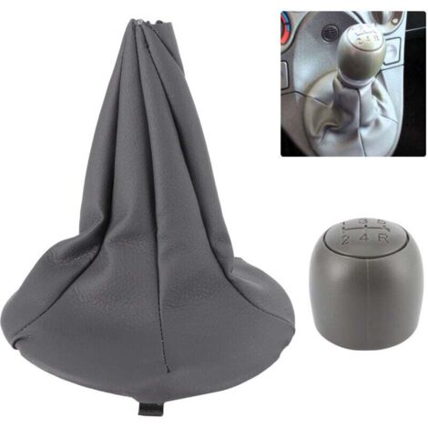 5 Vitesses Pommeau de Levier de Vitesse, Pommeau de Levier de vitesse Cache Anti-poussière Botte en Cuir pour Fiat Panda 03-12 / pour Fiat 500 500C 07-13 (1/5)