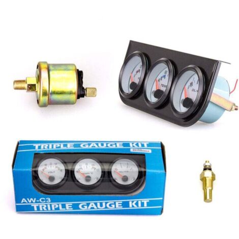 Kit de jauge triple universel pour voiture Température de l'eau + Volts + Indicateur de pression d'huile 52mm Instrument (1/5)