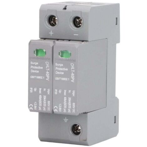 Dispositif Parafoudre de Tension, Dispositif de Protection contre les Surtensions 2P Haute Précision DC 600V Parafoudre Photovoltaïque (1/5)