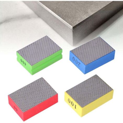 4 pièces tampons de polissage à la main en diamant pour taille de pierre de carrelage ébavurage 60 100 200 400 grain (1/5)