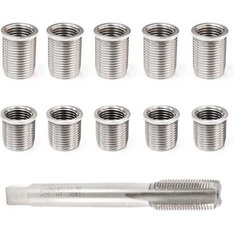 Outil de réparation de filetage de bougie d'allumage Boulon M10x1.0 + M12x1.0 Kit de matériel d'accessoires automatiques pour robinet