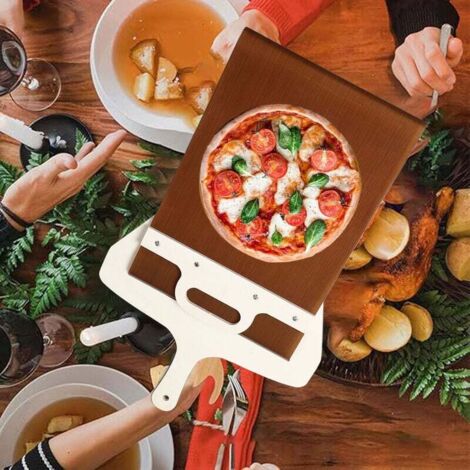 BOXOB Pelle à pizza coulissante, pelle à pizza en bois antiadhésive