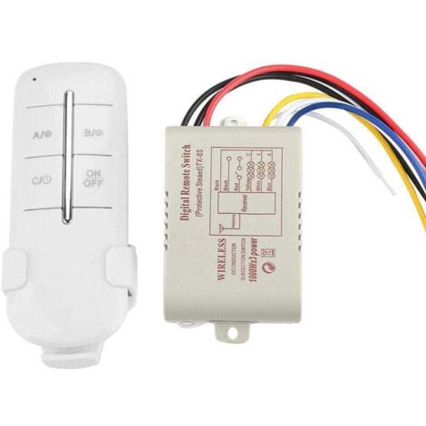 Interrupteur de télécommande d'éclairage, Plage de Couverture de commutateur de Commande de Maison Intelligente sans Fil RF de Puissance 1000W 65ft, 220V 50/60HZ(3 Way) (1/5)