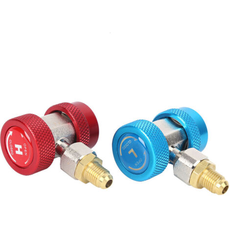 R134A Adaptateur,Connecteur Coupleur Rapide Climatisation Haut et Bas Raccords Rapides de Réfrigérant pour Distributeur de Réfrigérant 1/4 " A (1/5)