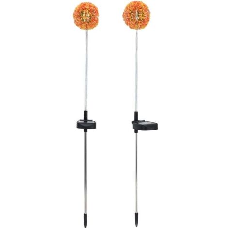Pissenlit Lumières Extérieures Solaires, 2set Solaire Pissenlits Jardin Lumières 6LED Coloré Extérieur Pelouse Lampe pour Patio Cour Balcon(6LED)(6LED Orange (Lot de 2)) (1/5)