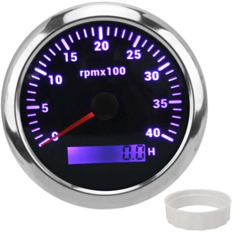 TONYSA Jauge de tachymètre 85 mm 4000 tr/min IP67 étanche avec rétroéclairage 7 couleurs pour voiture bateau RV YachtBlack (1/5)