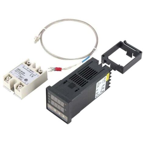 Contrôleur de température intelligent PID, contrôleur de température numérique REX-C100 + relais à semi-conducteurs 40A + thermocouple K Kit GD 0 à 400 AC100-240V (1/5)