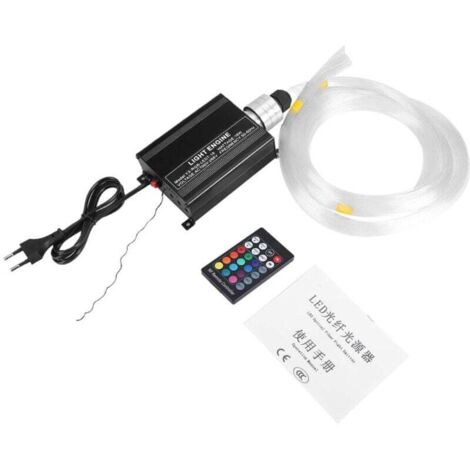 Lumière à fibre optique LED 16 W RGBW 0,75 mm x 2 m pour réaliser un ciel étoilé avec éclairage à fibre optique + télécommande RF 24 Key, 150 pièces (EU Plug)
