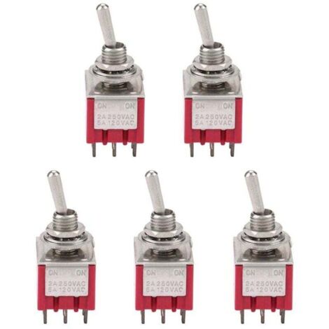5Pcs Interrupteur à Bascule à 3PDT 9 Broches 6mm 2A / 250VAC 5A / 120VAC ON-ON 2 Position (1/5)