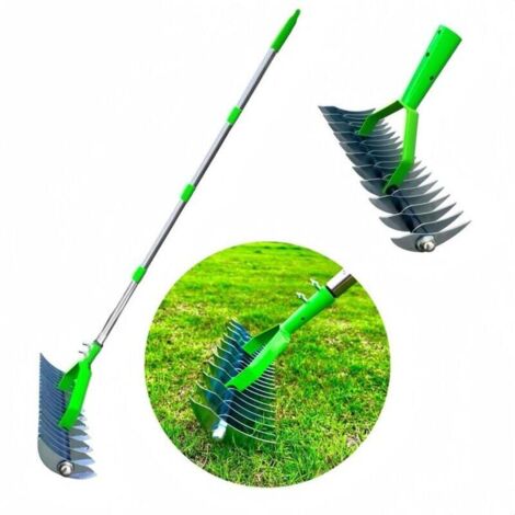 1.7 M Râteau à chaume, râteau de chaume de Large pour Nettoyer l'herbe Morte, Herbe métallique en Acier Efficace avec poignée en Acier Inoxydable, ameublir Le Sol (1/5)