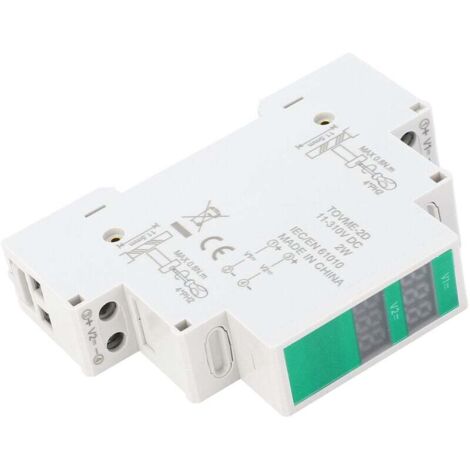 Voltmètre Numérique DC Sur Rail DIN - Plage 11-310 V, écran LCD, Précision 1%, Isolation IP20 - Pour Armoire électrique, Mesure Tension Continue