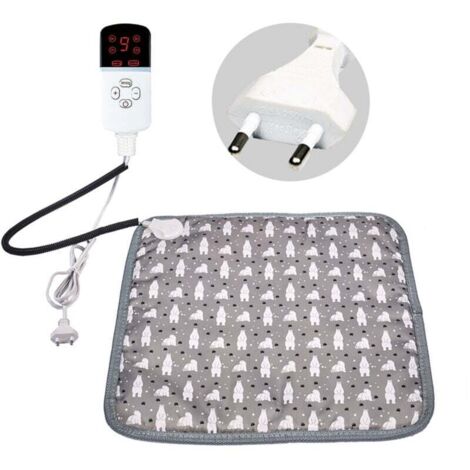 Tapis Chauffant Chien Chat 45x45cm avec Minuterie Auto Off, Coussin Chauffant Electrique pour Animaux Temperature Reglable avec Cordon Anti Morsure (1/5)
