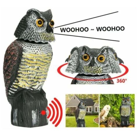Effaroucheur d'oiseau réaliste tête rotative son hibou rôdeur leurre répulsif Protection antiparasitaire épouvantail jardin cour déplacer, (1/5)