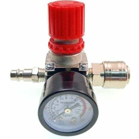 1/4" Régulateur de pression de compresseur d'air, régulateur de pression pneumatique 1/4", vanne de régulation de pression avec connexion 140 psi 12 bar-- (1/4)
