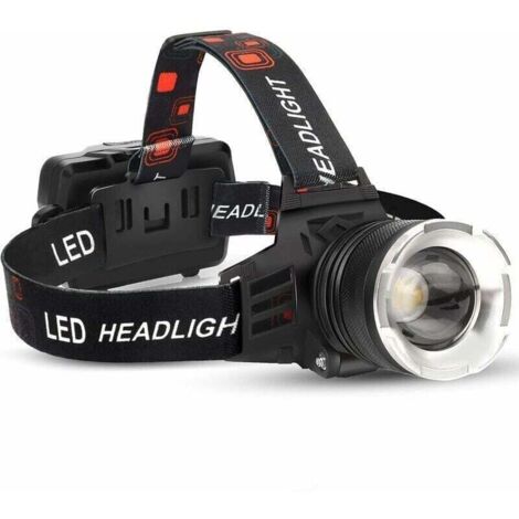 Lampe Frontale Rechargeable LED, 90000 Lumens Super Lumineux avec 5 Modes et Niveau IPX6 Lampe Frontale Rechargeable USB Étanche, Réglable à 90°, Convient pour le Camping en Plein Air, la Co, (1/5)