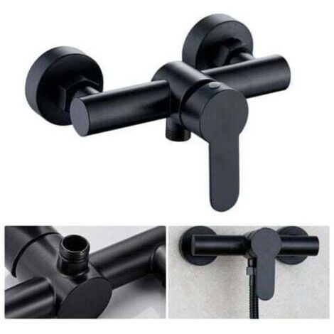 Robinet de douche en acier inoxydable 304 Robinet mitigeur de douche chaud et froid pour salle de bain - Noir, 1pc, (1/5)