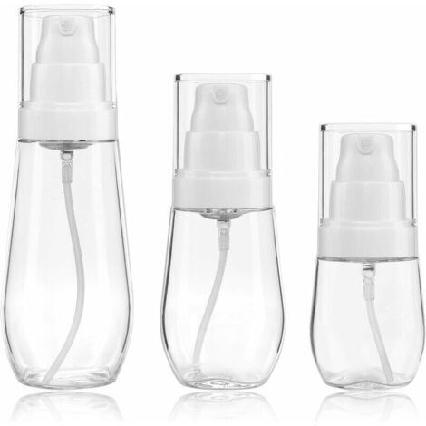 Flacon vaporisateur de brume, flacon vaporisateur de voyage vide en plastique réutilisable transparent pour lotion de soin de la peau/vaporisateur de maquillage/parfums/cosmétiques (30 ml/60 ml/100 ml (1/4)