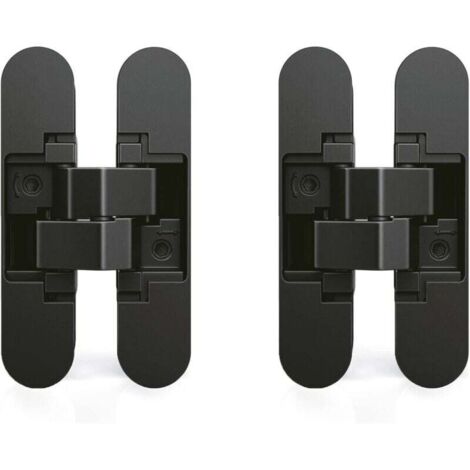 Charnière invisible pour portes, Lot de 2 charnières invisibles pour portes lourdes, charge de 40 kg, ouverture de 180º, zamak, noir