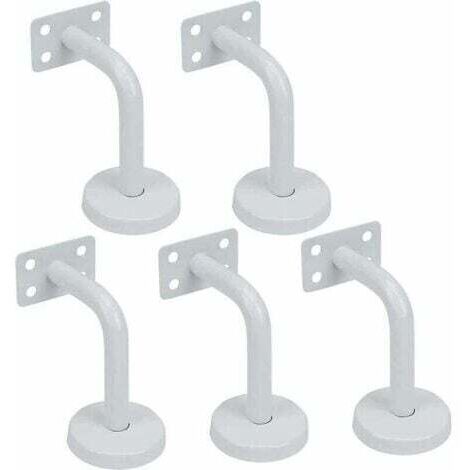 5pcs Supports de Main Courante d'Escalier, Supports Acier Inoxydable Blanc de Rampe d'Escalier-60x80mm-Vis de montage fournis-Pour Fixation Rampes d'Escalier et garde corps Intérieure et Extéri (1/4)