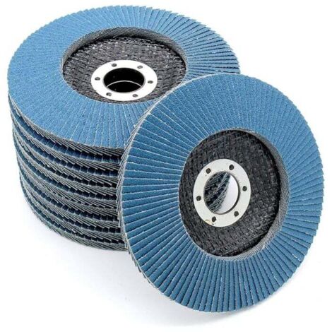 Compartiment à disques │ Bleu │ 10 pièces │ Ø 125 mm │ Alésage 22 mm │ 40/60/80/120 grains │ Acier inoxydable │ Disque de ponçage │ Disque à lamelles │ Disque de polissage │ - (40 grains) (1/5)