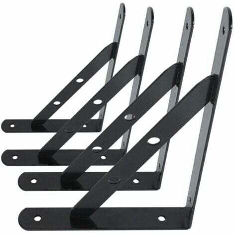Equerres Etageres Murale, 4 Packs Supports Équerre D'étagère Fixation,Cadre Flottant de Supports Triangulaires de 90 Degrés en Métal Charge Lourde, Noir 13Treize, (1/3)