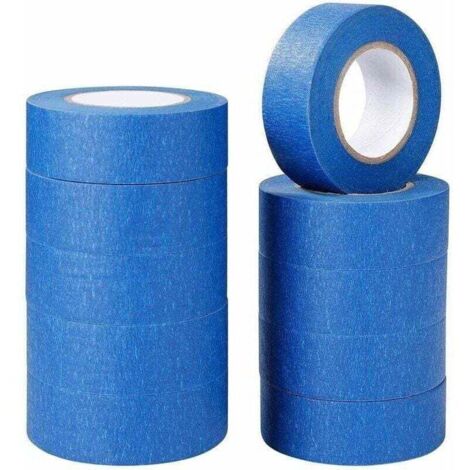 Ruban de masquage bleu ruban adhésif de peinture et de décoration pour étiquettes, peinture au pistolet, peintres, travaux manuels 10 rouleaux 24 mm × 20 m (1/5)