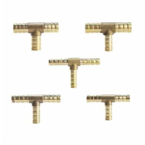 (8mm)5 Pièces Raccord en laiton de tuyau de carburant de manière à 3 voies en T pour tuyau de gaz à air comprimé (1/4)