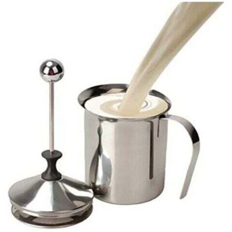 400ml Appareil à Mousse/Mousseur de Lait en Acier Inoxydable Cappuccino Café Mousse Double Pompe (W)-- (1/5)