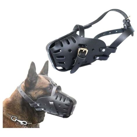 Muselières pour Animaux de Compagnie,Cuir Fait à,Chiens Taille Moyenne et Grande,Berger Allemand Doberman,Masques Anti-Morsure Le Dressage Chiens,muselières défense Macaron, (1/5)